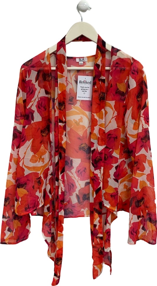 SLA the Label Red Floral Sheer Kimono UK XXS/XS