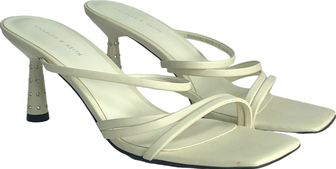 Charles & Keith White Strappy Heeled Sandals UK 6