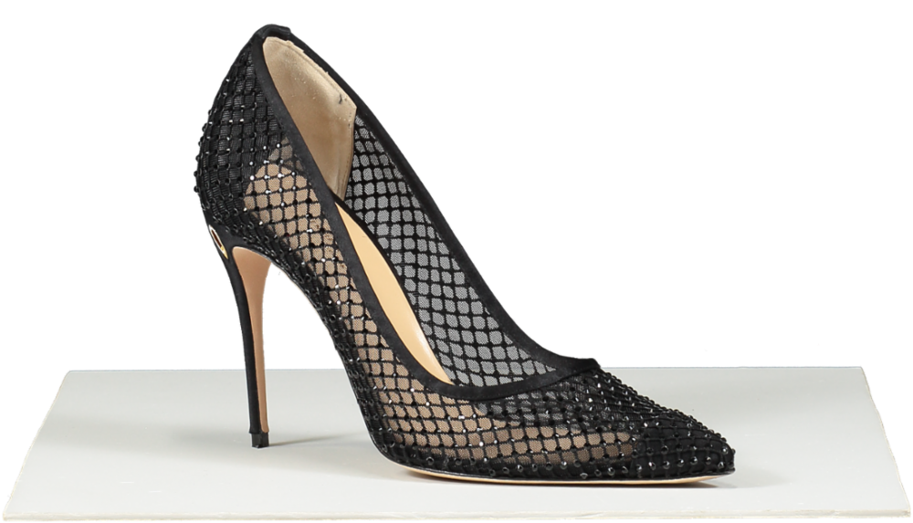 Jennifer Chamandi Black Crystal-embellished Lorenzo Pumps 105 UK 7 EU 40 👠