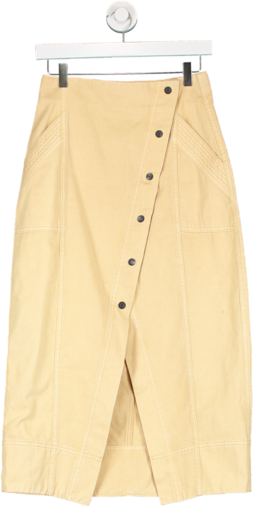 Shona Joy Beige Button Front Skirt UK 8