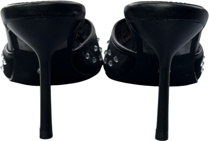 White Fox Feeling Festivecrystal Embellished Mule Heels Black UK 6 EU 39 👠