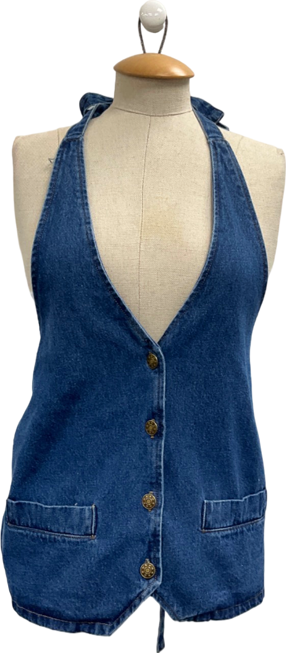 Lioness Blue Denim Halter Vest UK XS