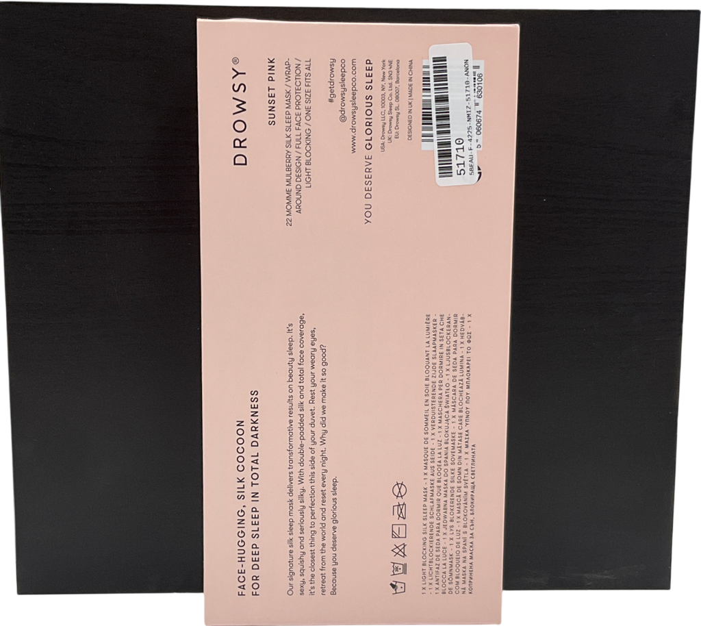 Drowsy Sleep Co Sunset Pink Silk Sleep Mask Pink One size