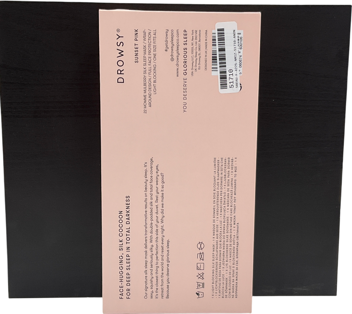 Drowsy Sleep Co Sunset Pink Silk Sleep Mask Pink One size