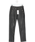 Karen Millen Black Petite Leather Button Detail Trousers - Petite Length UK 4