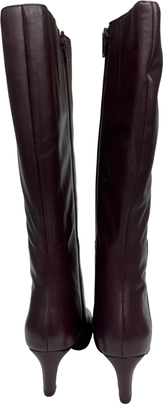 Phase Eight Burgundy Leather Knee Boots UK 8 EU 41 👠