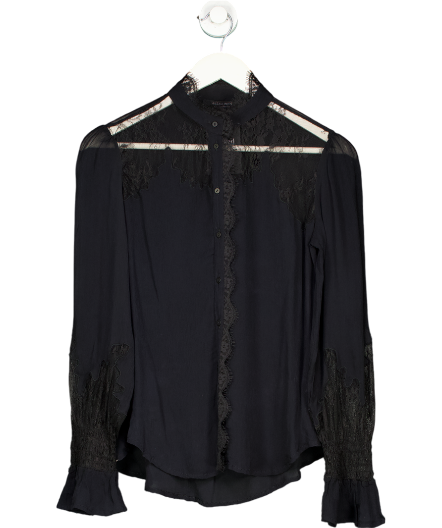 All Saints Black Rory Lace Shirt UK 6
