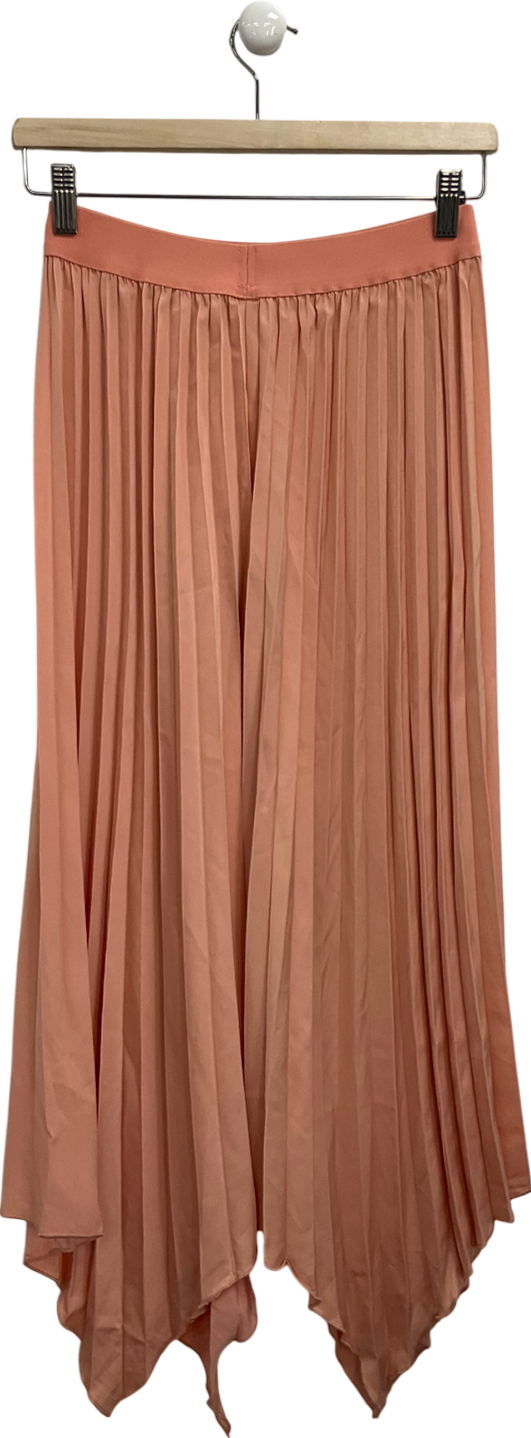 S Deer Orange Pleated Satin Skirt UK S