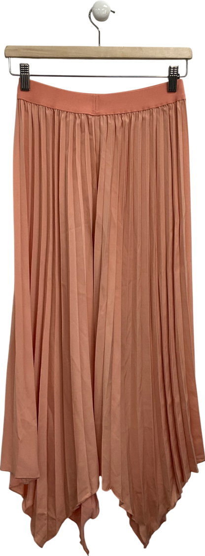 S Deer Orange Pleated Satin Skirt UK S