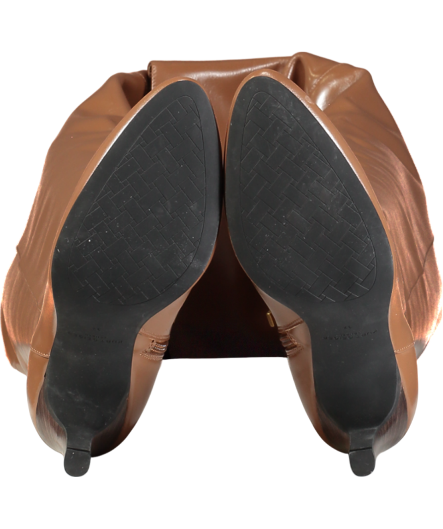 Kurt Geiger Brown Shoreditch Eagle-embellished Leather Knee-high Boots UK 4 EU 37 👠