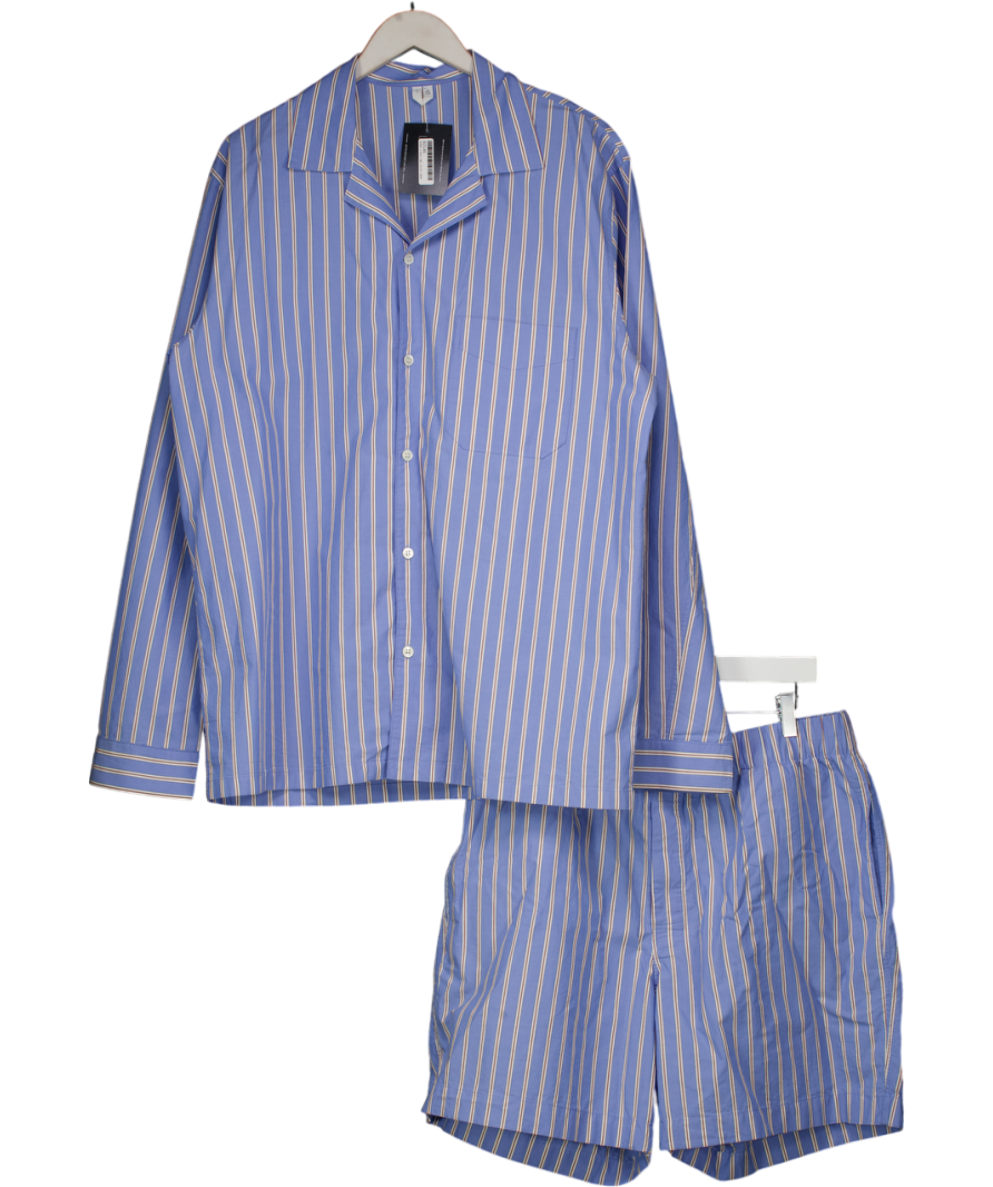 Arket 2-piece Blue Striped Poplin Pyjama Shirt And Shorts Set UK L