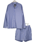 Arket 2-piece Blue Striped Poplin Pyjama Shirt And Shorts Set UK L