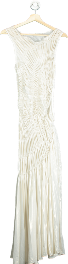 Georgia Hardinge White Ruched Maxi Dress UK 8