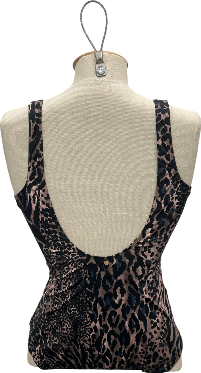 Mint Velvet Brown Fay Leopard Print Swimsuit UK 12