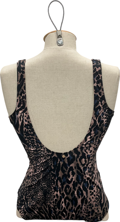 Mint Velvet Brown Fay Leopard Print Swimsuit UK 12