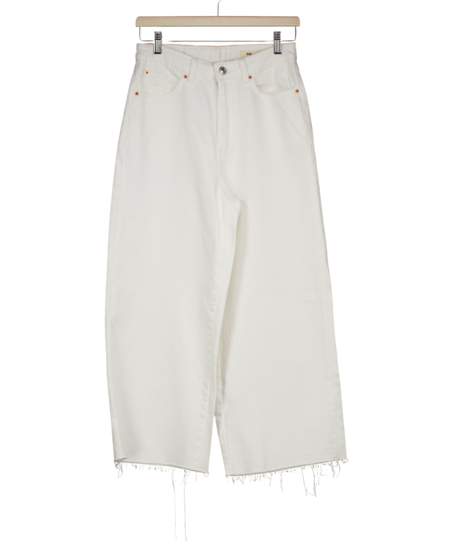 M&S White High Waisted Smart Wide Leg Jeans UK 8