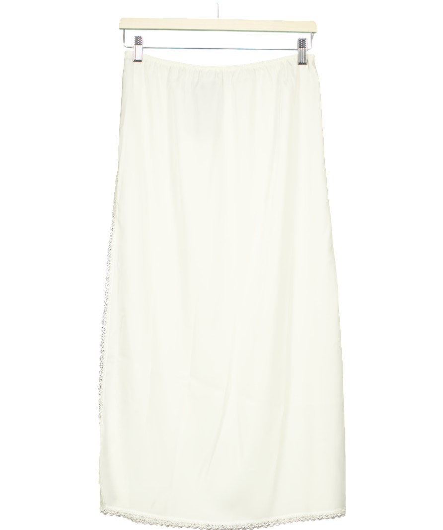 Brandy Melville Cream Satin Lace Trimmed Skirt UK M/L