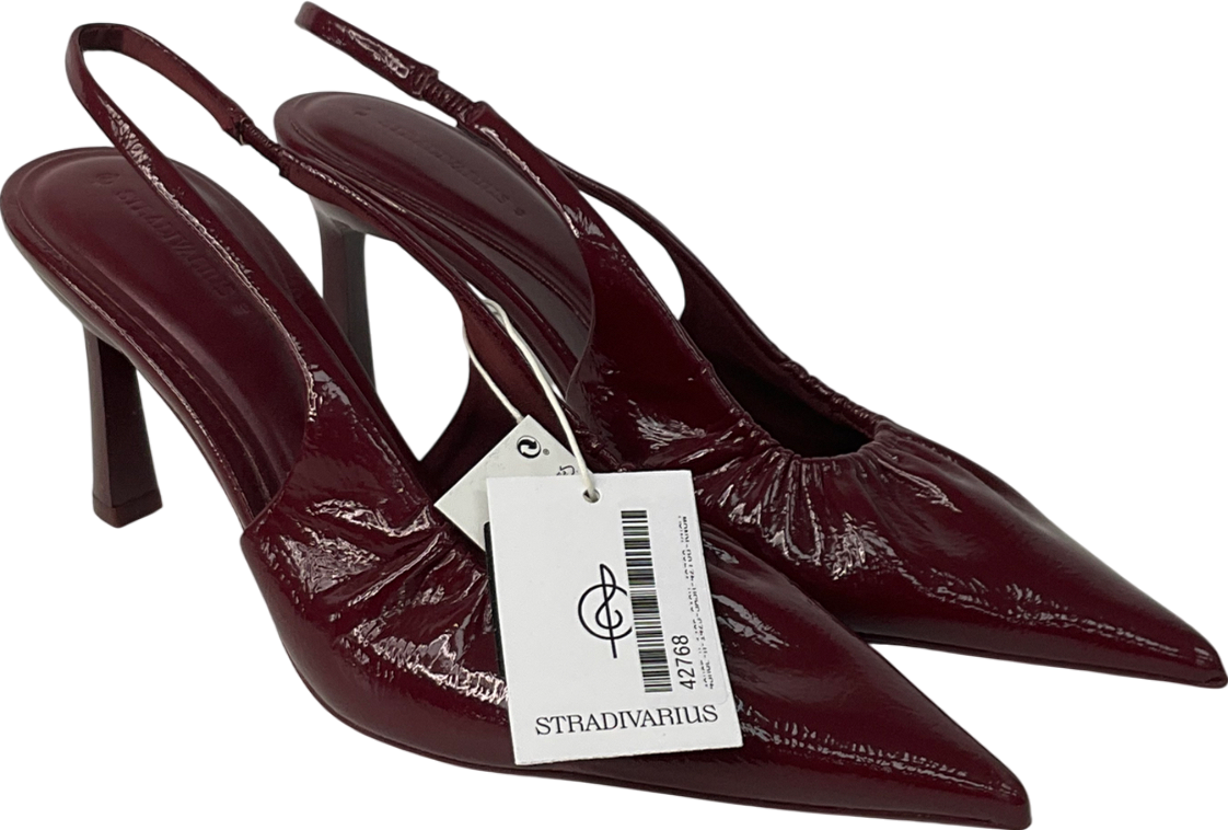 stadivarius Red Slingback Heeled Court In Burgundy UK 7 EU 40 👠