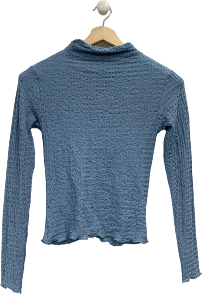 River Island Blue Sienna Long-Sleeve Textured Top UK 8