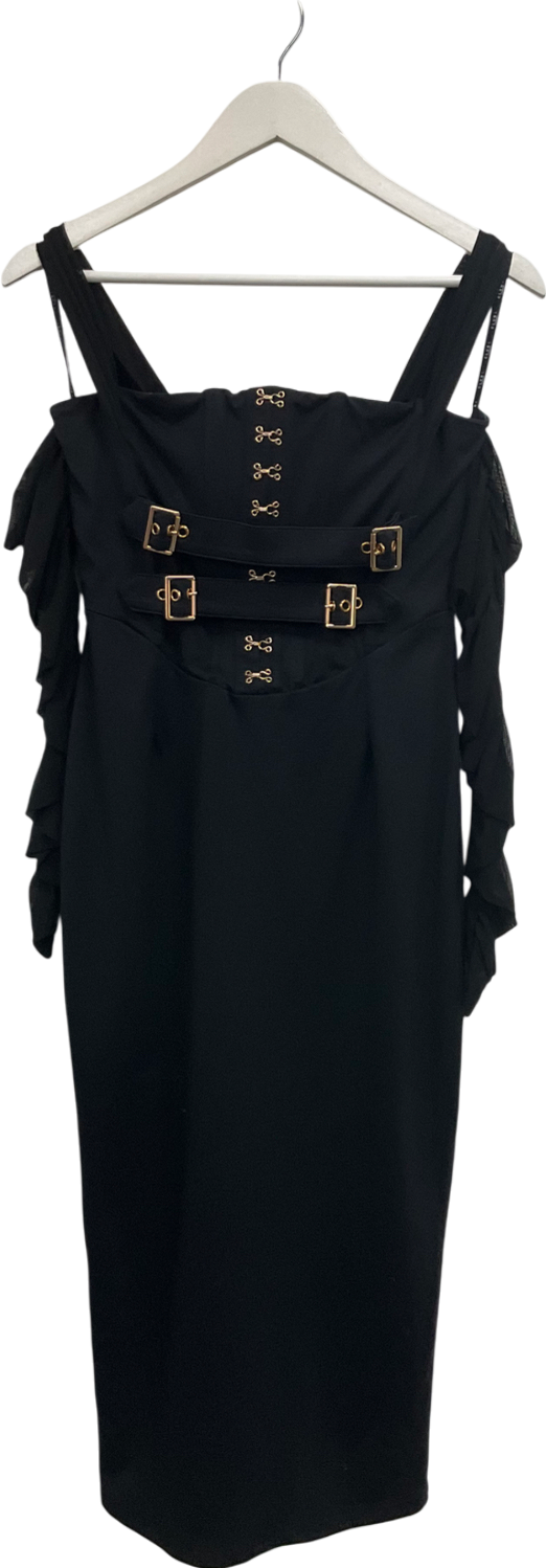 Club L Black Buckle Bodice Midi Dress UK 10