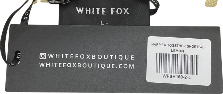 White Fox Yellow Happier Together Top Lemon Top & Shorts Set UK M/L