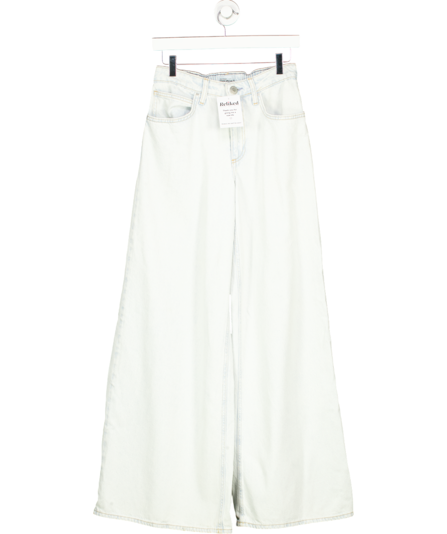 River Island Blue Light Wash Super Wide Leg Jeans UK 10