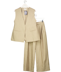 H&M Beige Editions Premium Linen Waistcoat And Pleat Fron Trouser Set UK XS