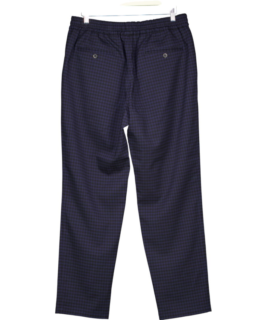 Barena Vanezia Blue Drawstring Check Straight Leg Trousers It52 UK XL