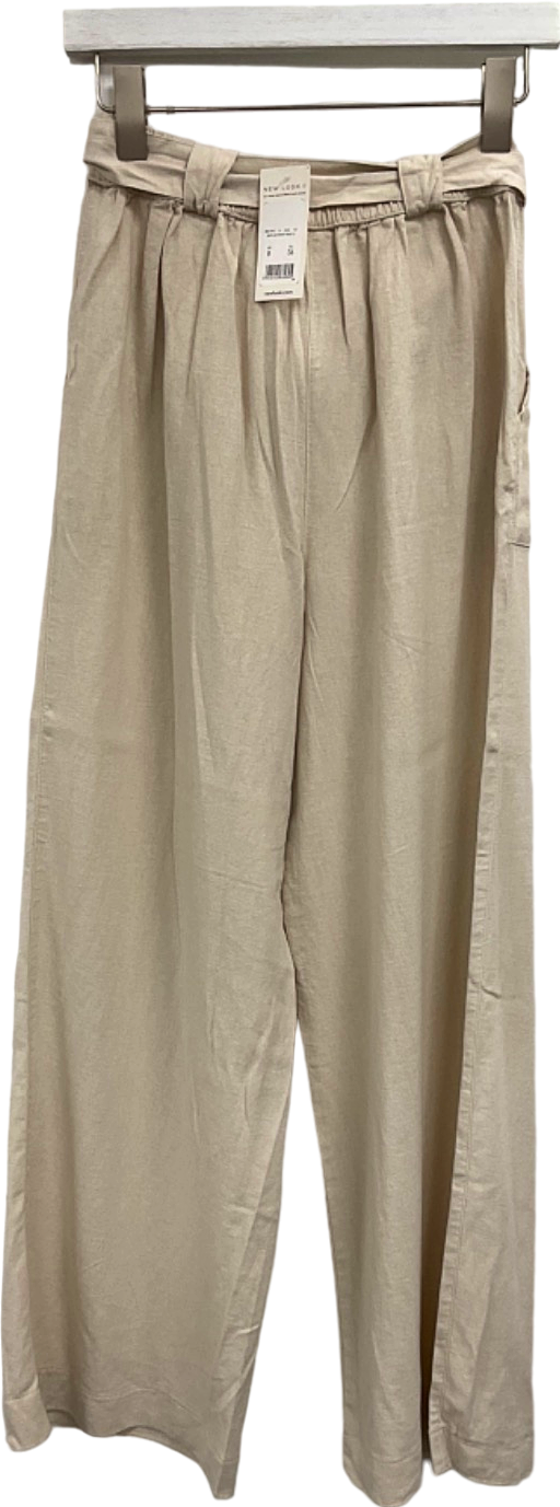 New Look Beige Wide Leg Trousers UK 8