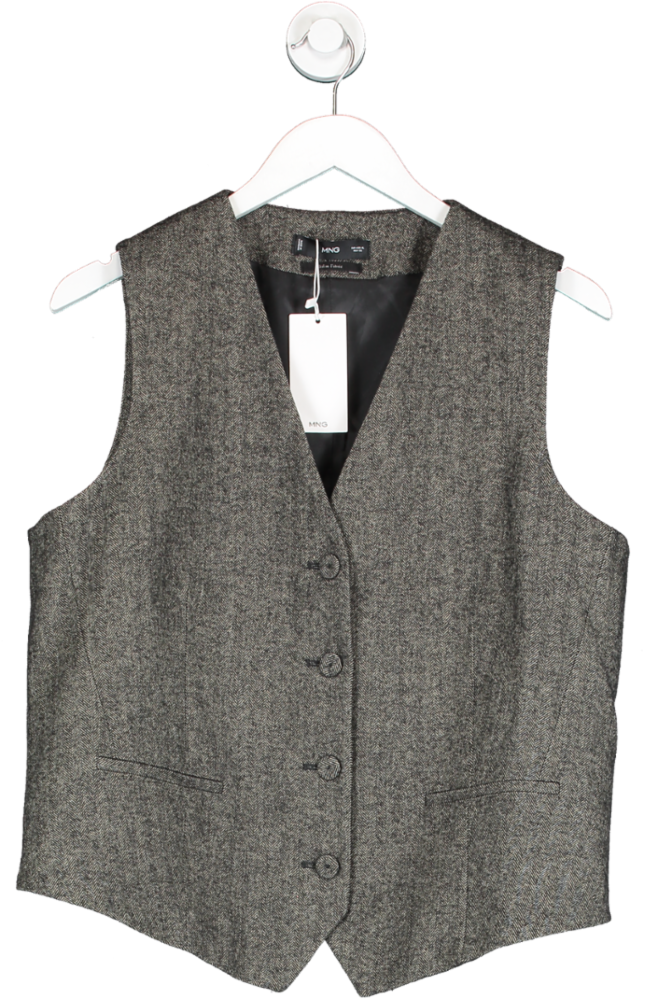 MANGO Grey Check Wool Blend Suit Waistcoat BNWT UK XL