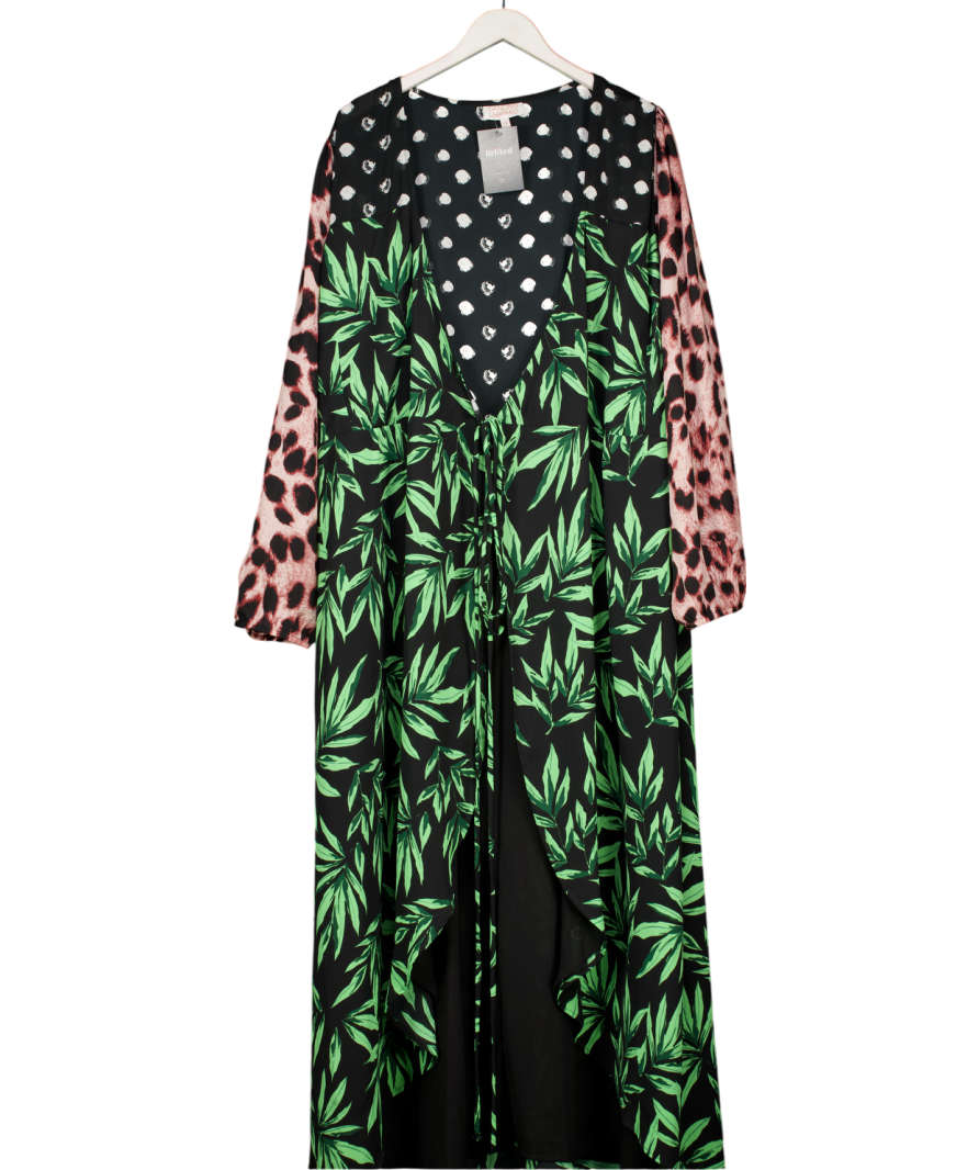 Dancing Leopard Jagger Maxi Wrap Dress In Tropic Green On Black Mix UK 24