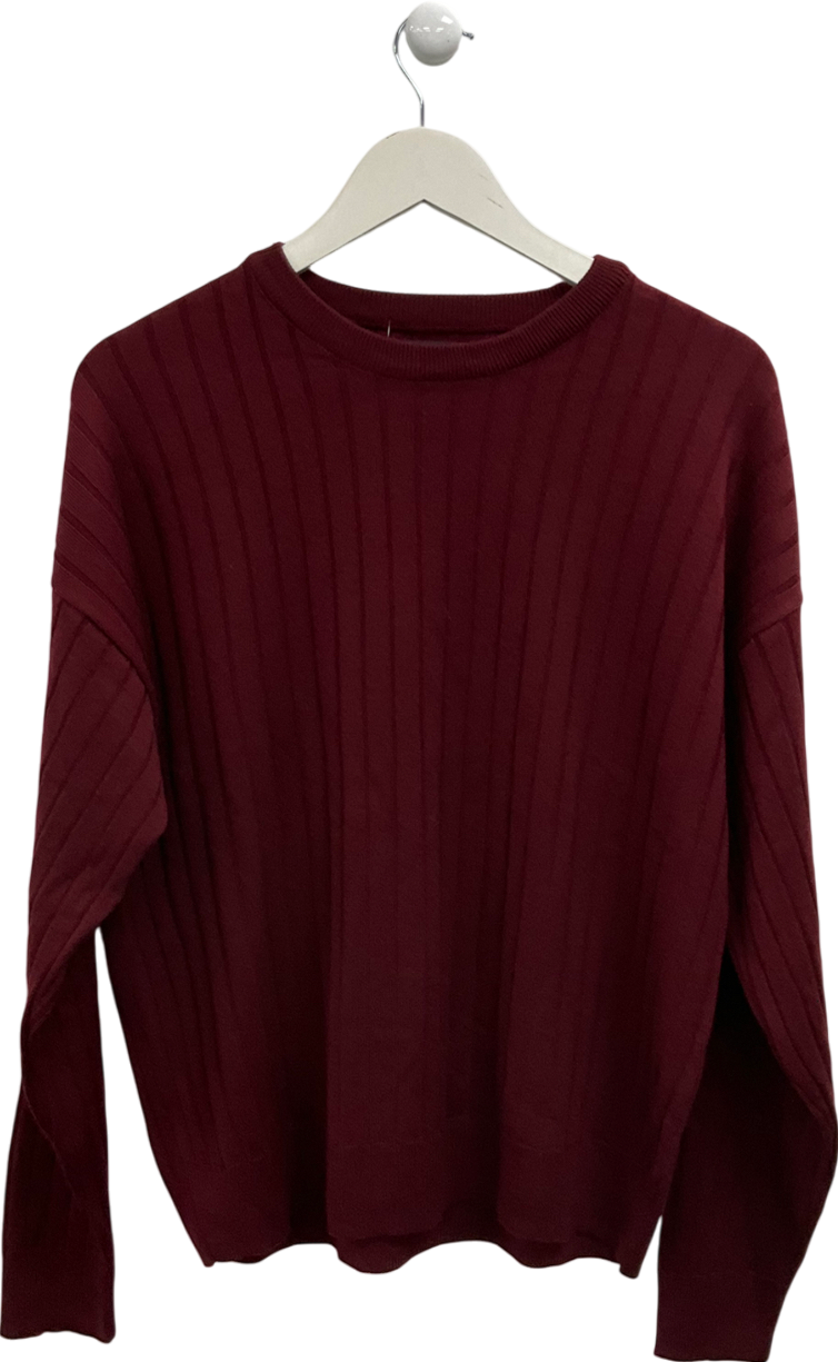 ASOS Red Relaxed Boxy Fit Knitted Crew Neck Ribbed Jumper UK M