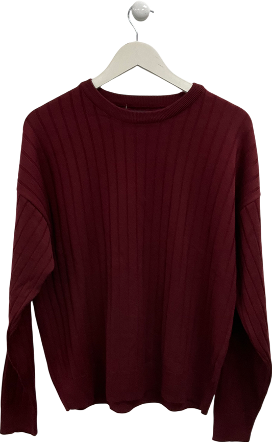 ASOS Red Relaxed Boxy Fit Knitted Crew Neck Ribbed Jumper UK M