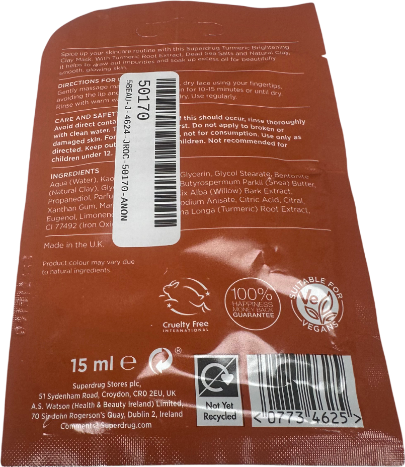 Superdrug Tumeric Face Mask 15ml