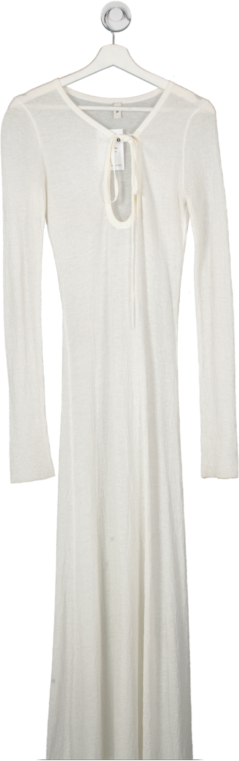 SIR White Emmeline Sheer Halter Long Sleeve Maxi Dress UK S