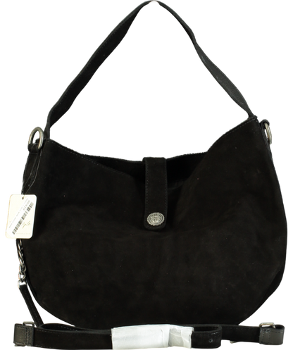 Free People Black Suede Adjustable Strap Shoulder Bag