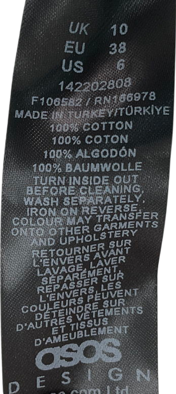 ASOS Denim Wrap Front Midi Skirt In Black Ecru UK 10