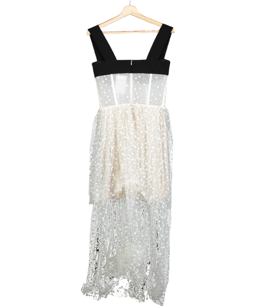 Rasario Cream Ivory/ Black Tulle Skirt Corset Dress UK 8