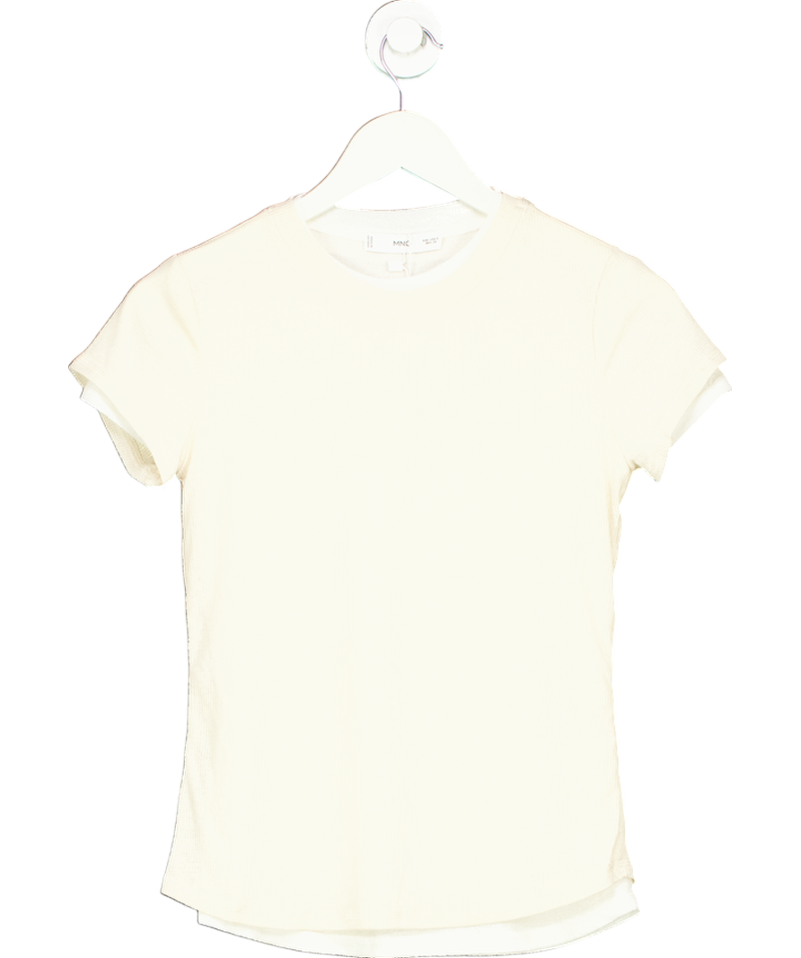 MANGO Cream Ribbed Top UK S