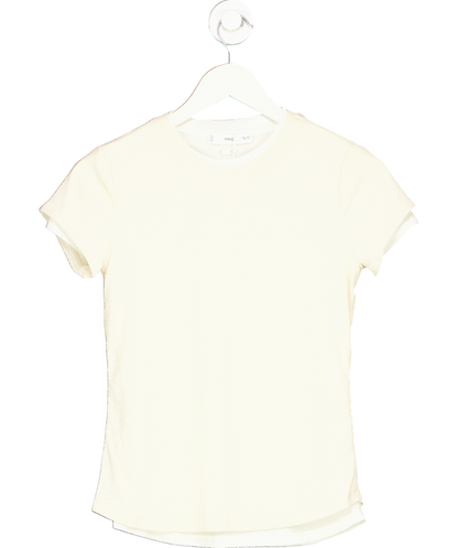 MANGO Cream Ribbed Top UK S