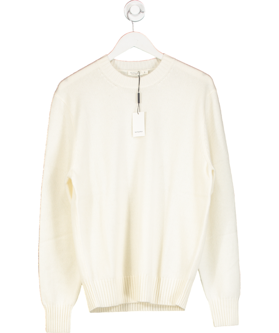 SuitSupply Cream Off-white Crewneck 100% Pure Mongolian Cashmere Jumper UK L