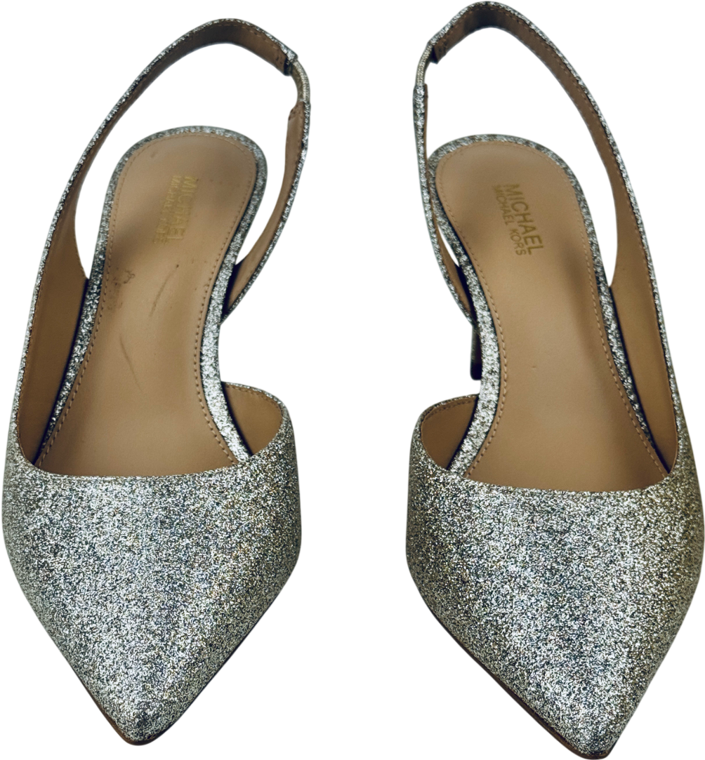 MICHAEL Michael Kors Pale Metallic Gold Alina Flex Slingback Heels UK 4.5 EU 37.5 👠
