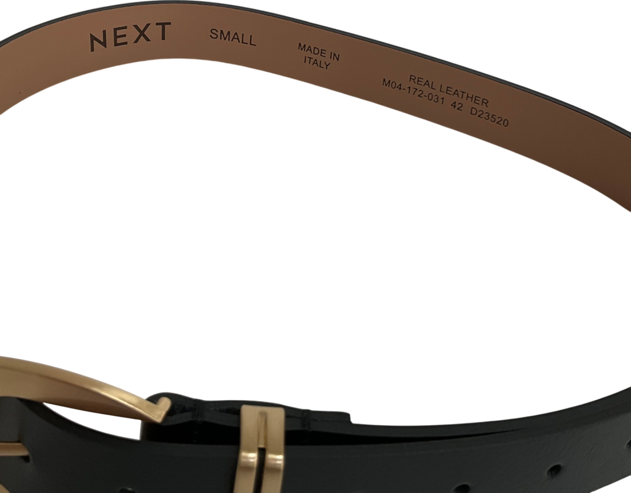 Next Black Black/gold Premium Made In Italy Regular Leather Belt UK S