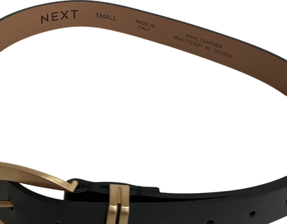 Next Black Black/gold Premium Made In Italy Regular Leather Belt UK S