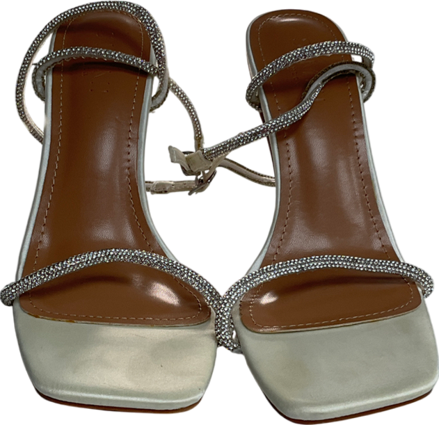 Simmi London White Mollie Stone Diamante Heeled Sandals UK 5 EU 38 👠