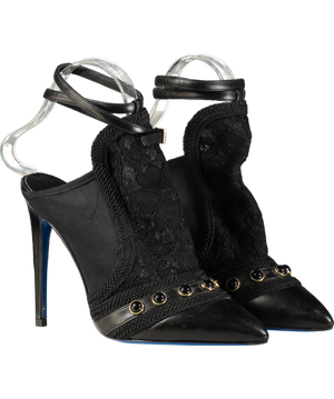 Loriblu Black Lace Heeled Pumps UK 4 EU 37