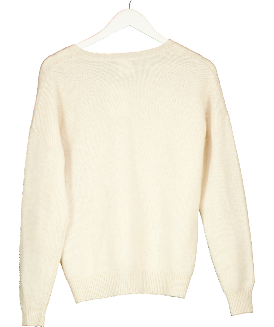 almada label Cream 100% Organic Cashmere Zaya V-neck Sweater UK S