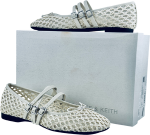 CHARLES & KEITH Woven Triple-strap Mary Janes - Chalk White UK 4 EU 37
