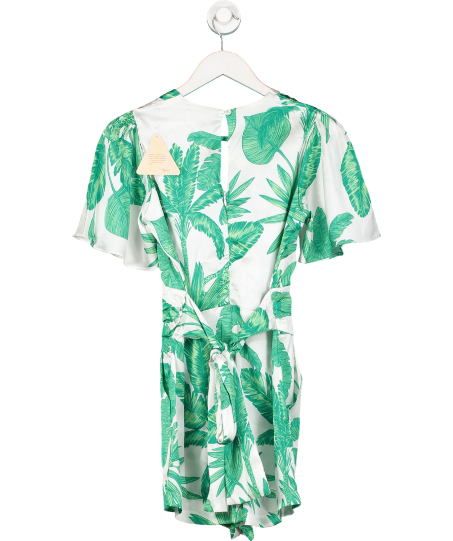 Dancing Leopard Green Fleur Playsuit In White Jungle UK 6