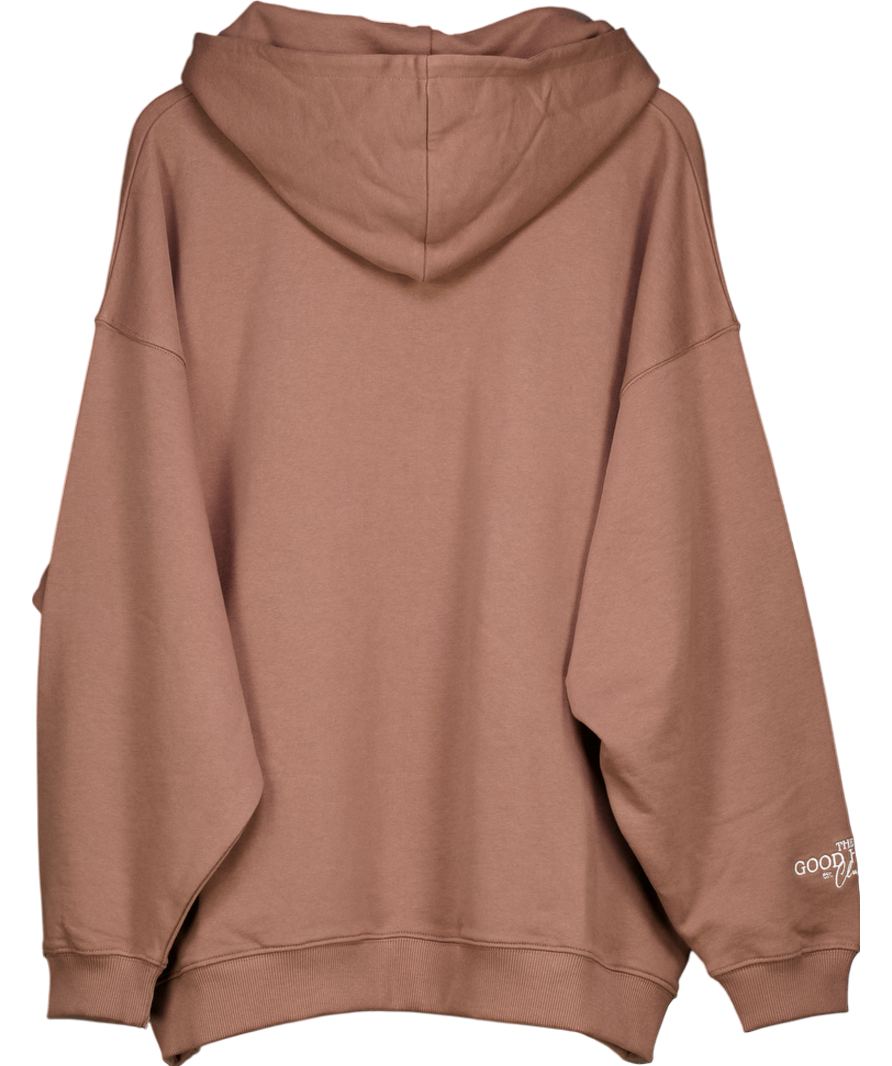 Bo + Tee Brown Oversize "with Love Always" Logo Hoodie UK L
